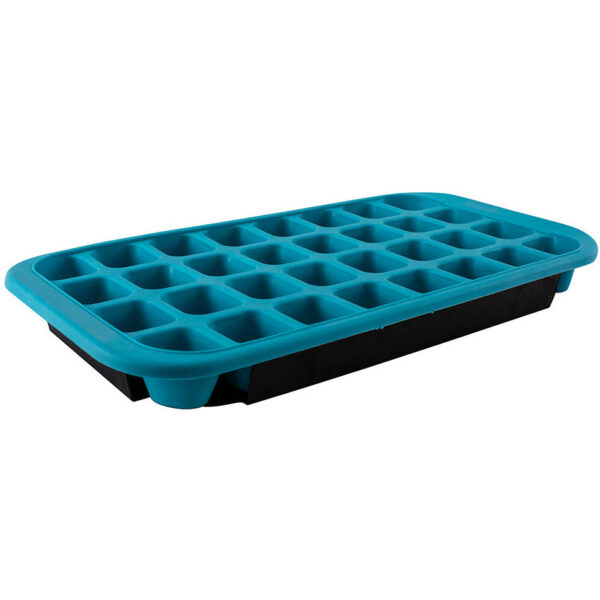 32 Cup Flexible Ice Cube Tray with Base Tray - Blue