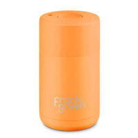 12oz Reusable Cup - Push Button Lid - Neon Orange