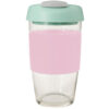 Glass Gocup Reusable Coffee Cup 473ml - Pink/mint/grey
