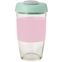 Glass Gocup Reusable Coffee Cup 473ml - Pink/mint/grey