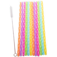 Reusable Party Straws Pack 24 with Brush - Rainbow 25cm