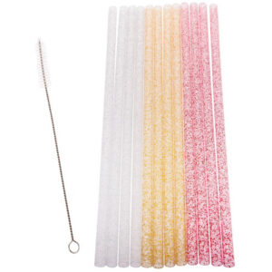 Reusable Party Straws Pack 12 with Brush - Sparkle 25cm