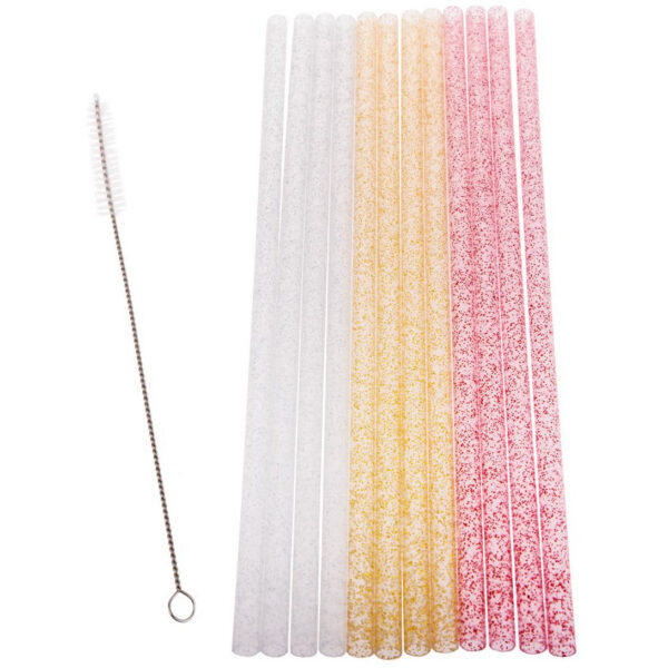 Reusable Party Straws Pack 12 with Brush - Sparkle 25cm