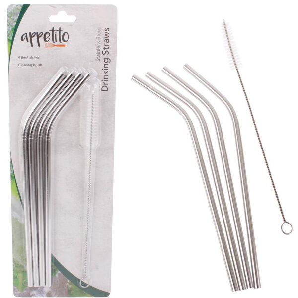 S/S Bent Smoothie Straws set 4