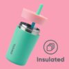 Kids Tumbler Stainless Steel Insulated 12oz Reel Cool Fish (Pink Teal)