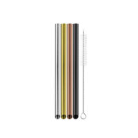 Bubble Tea Straws with Cleaning Brush - Precious Metals - Set of 4