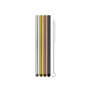 Bubble Tea Straws with Cleaning Brush - Precious Metals - Set of 4