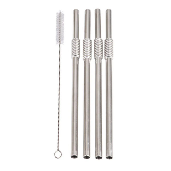 Turtleneck Straw Stainless Steel Flexible Straws Set of 4