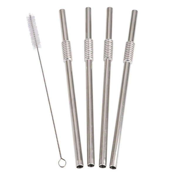 Turtleneck Straw Stainless Steel Flexible Straws Set of 4