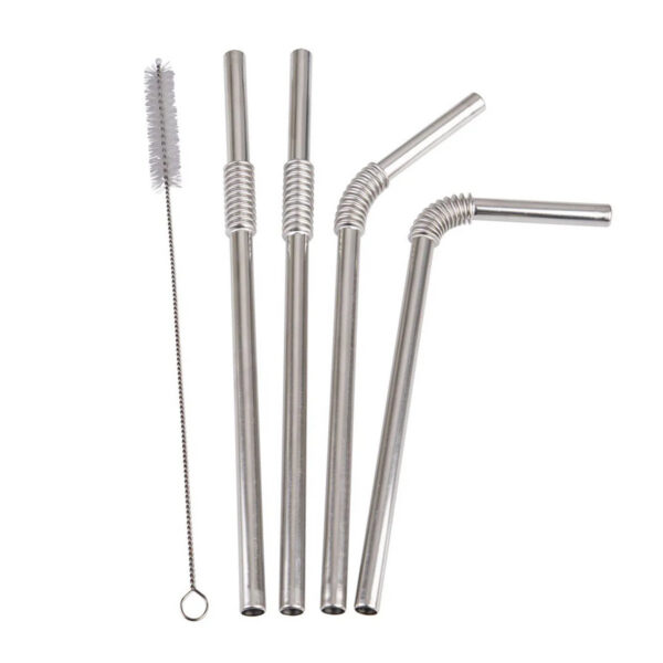 Turtleneck Straw Stainless Steel Flexible Straws Set of 4