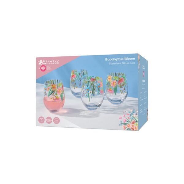 Royal Botanic Gardens Eucalyptus Bloom Tumbler 500ml Set of 4 Gift Boxed
