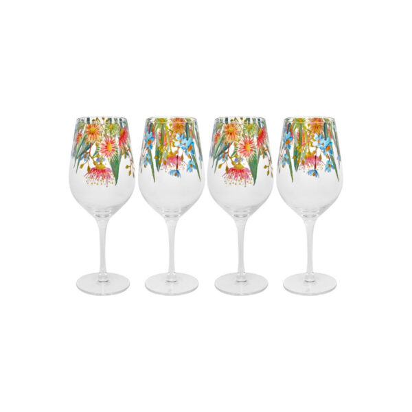 Royal Botanic Gardens Eucalyptus Bloom Wine Glass 500ml Set of 4 Gift Boxed
