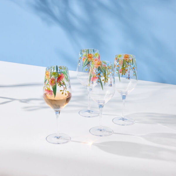 Royal Botanic Gardens Eucalyptus Bloom Wine Glass 500ml Set of 4 Gift Boxed