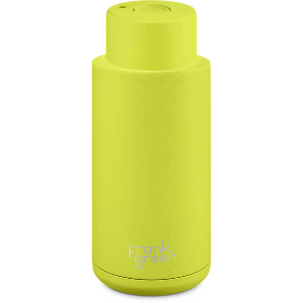 34oz Reusable Bottle - Push Button Lid - Neon Yellow