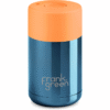 Chrome 10oz Limited Edition Blue Ceramic Cup with Neon Orange Push Button Lid