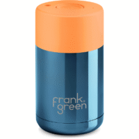 Chrome 10oz Limited Edition Blue Ceramic Cup with Neon Orange Push Button Lid