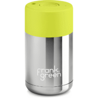 Chrome 10oz Limited Edition Silver Ceramic Cup with Neon Yellow Push Button Lid