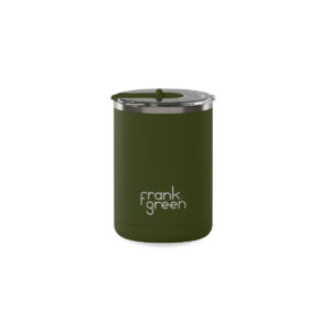 12oz Stainless Steel Ceramic Cup With Hinged Lid Khaki