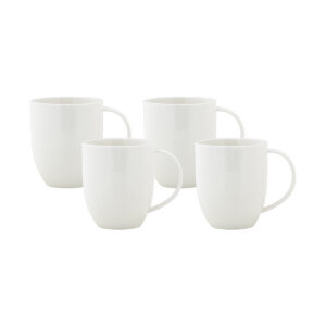 White Basics Diamonds Coupe Mug 370ML Set of 4 Gift Boxed