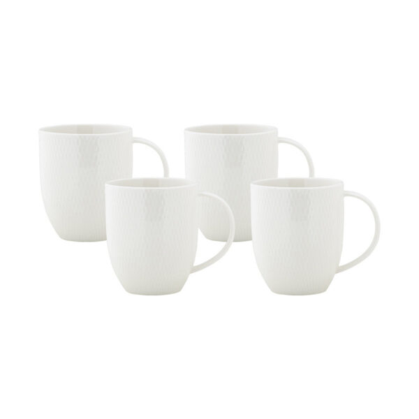 White Basics Diamonds Coupe Mug 370ML Set of 4 Gift Boxed